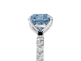White gold Fancy Blue Cushion  Solitaire Pavé Diamond Engagement Ring with Four-Prong Setting_30