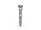 White gold Fancy Blue Cushion  Solitaire Pavé Diamond Milgrain Engagement Ring with Four-Prong Setting_5