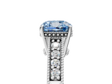 White gold Fancy Blue Cushion  Solitaire Pavé Diamond Milgrain Engagement Ring with Four-Prong Setting_8
