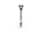 White gold Fancy Blue Cushion  Solitaire Pave Diamond Engagement Ring with Four-Prong Setting_358