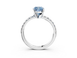 White gold Fancy Blue Cushion  Solitaire Pave Diamond Engagement Ring with Four-Prong Setting_359