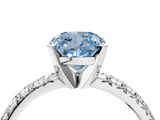 White gold Fancy Blue Cushion  Solitaire Pave Diamond Engagement Ring with Four-Prong Setting_360