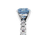 White gold Fancy Blue Cushion  Solitaire Pave Diamond Engagement Ring with Four-Prong Setting_363