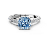 White gold Fancy Blue Cushion  Solitaire Pave Diamond Engagement Ring with Prong Setting_20