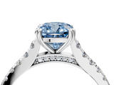 White gold Fancy Blue Cushion  Solitaire Pave Diamond Engagement Ring with Prong Setting_24