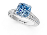 White gold Fancy Blue Cushion  Solitaire Pave Split Shank Engagement Ring with Six-Prong Setting_38