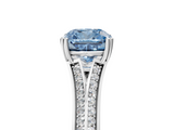 White gold Fancy Blue Cushion  Solitaire Pave Split Shank Engagement Ring with Six-Prong Setting_42
