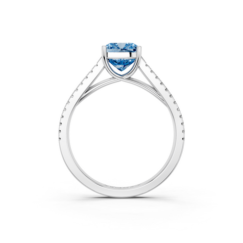 White gold Fancy Blue Cushion  Solitaire Split Shank Pavé Diamond Engagement Ring_256