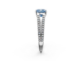 White gold Fancy Blue Cushion  Solitaire Split Shank Pavé Diamond Engagement Ring_373