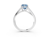 White gold Fancy Blue Cushion  Solitaire Split Shank Pavé Diamond Engagement Ring_374