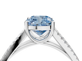 White gold Fancy Blue Cushion  Solitaire Split Shank Pavé Diamond Engagement Ring_375