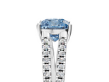White gold Fancy Blue Cushion  Solitaire Split Shank Pavé Diamond Engagement Ring_376