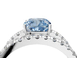 White gold Fancy Blue Cushion  Solitaire Split Shank Pave Diamond Ring_53