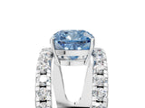 White gold Fancy Blue Cushion  Solitaire Split Shank Pave Diamond Ring_54