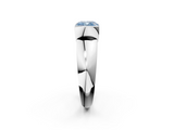 White gold Fancy Blue Cushion  Solitaire Tension Set Diamond Ring with Wide Band_22