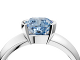 White gold Fancy Blue Cushion  Solitaire Tension Set Diamond Ring with Wide Band_24