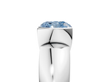 White gold Fancy Blue Cushion  Solitaire Tension Set Diamond Ring with Wide Band_25