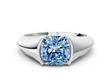 White gold Fancy Blue Cushion  Solitaire Tension Set Diamond Ring_20