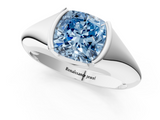 White gold Fancy Blue Cushion  Solitaire Tension Set Diamond Ring_21