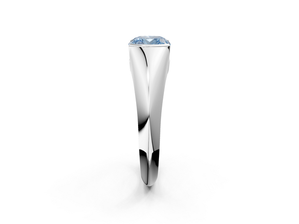 White gold Fancy Blue Cushion  Solitaire Tension Set Diamond Ring