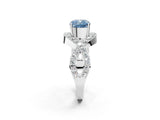 White gold Fancy Blue Cushion  Solitaire Twist Band Pavé Diamond Engagement Ring_34