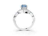 White gold Fancy Blue Cushion  Solitaire Twist Band Pavé Diamond Engagement Ring_35