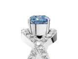 White gold Fancy Blue Cushion  Solitaire Twist Band Pavé Diamond Engagement Ring_37