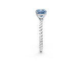 White gold Fancy Blue Cushion  Solitaire Twist Band Ring with Four-Prong Setting_163