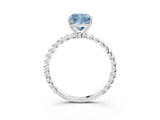 White gold Fancy Blue Cushion  Solitaire Twist Band Ring with Four-Prong Setting_164