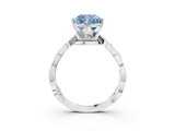White gold Fancy Blue Cushion  Solitaire Twist Band with Leaf Prong Setting 3