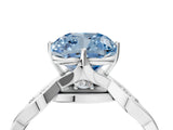 White gold Fancy Blue Cushion  Solitaire Twist Band with Leaf Prong Setting 4