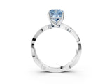 White gold Fancy Blue Cushion  Solitaire Twist Band with Pavé Accents and Four-Prong Setting_23