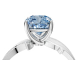 White gold Fancy Blue Cushion  Solitaire Twist Band with Pavé Accents and Four-Prong Setting_24