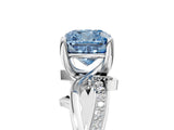 White gold Fancy Blue Cushion  Solitaire Twist Band with Pavé Accents and Four-Prong Setting_25