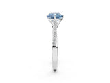 White gold Fancy Blue Cushion  Solitaire Twist Band with Pavé Diamonds and Four-Prong Setting_80