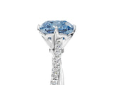 White gold Fancy Blue Cushion  Solitaire Twist Band with Pavé Diamonds and Four-Prong Setting_83