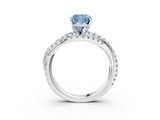 White gold Fancy Blue Cushion  Solitaire Twist Band with Pavé Setting and Four-Prong Setting_77