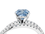 White gold Fancy Blue Cushion  Solitaire Twist Band with Pavé Setting and Four-Prong Setting_82