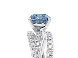 White gold Fancy Blue Cushion  Solitaire Twist Band with Pavé Setting and Four-Prong Setting_83