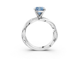 White gold Fancy Blue Cushion  Solitaire Twist Band with Pave Prong Setting_44