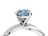 White gold Fancy Blue Cushion  Solitaire Twist Band with Pave Prong Setting_45