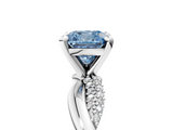 White gold Fancy Blue Cushion  Solitaire Twist Band with Pave Prong Setting_52