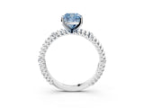 White gold Fancy Blue Cushion  Solitaire Twisted Band Prong Set Engagement Ring_82