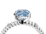 White gold Fancy Blue Cushion  Solitaire Twisted Band Prong Set Engagement Ring_83
