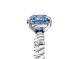 White gold Fancy Blue Cushion  Solitaire Twisted Band Prong Set Engagement Ring_84