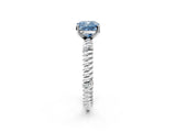 White gold Fancy Blue Cushion  Solitaire Twisted Band Prong Set Engagement Ring_87