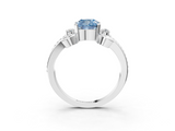 White gold Fancy Blue Cushion  Solitaire Twisted Band Scroll Prong Ring_6