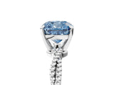 White gold Fancy Blue Cushion  Solitaire Twisted Band with Bead Prong Setting_309