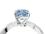White gold Fancy Blue Cushion  Solitaire Twisted Band with Bead Prong Setting_311