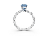 White gold Fancy Blue Cushion  Solitaire Twisted Band with Pavé Accents and Four-Prong Setting_6
